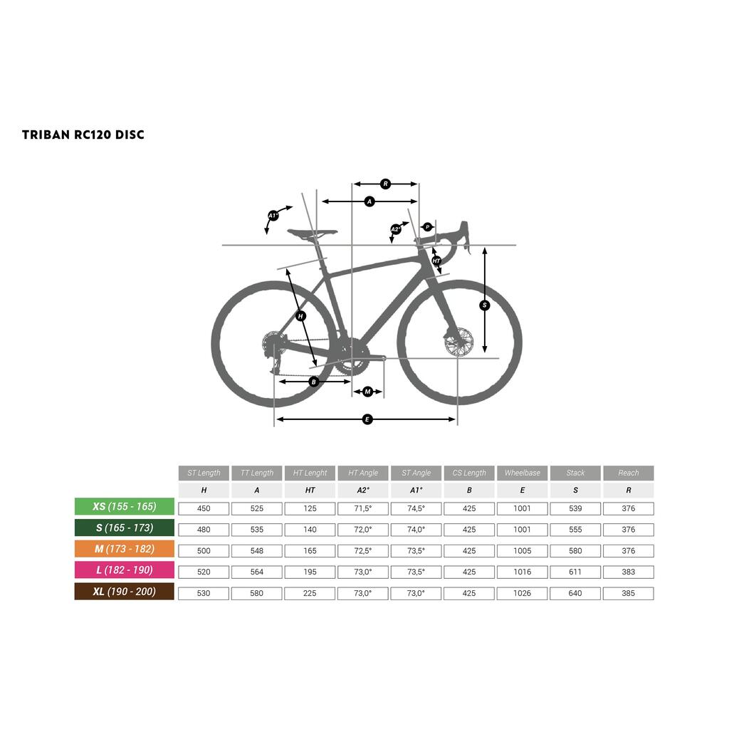 Cestný bicykel RC120 s kotúčovými brzdami sivý