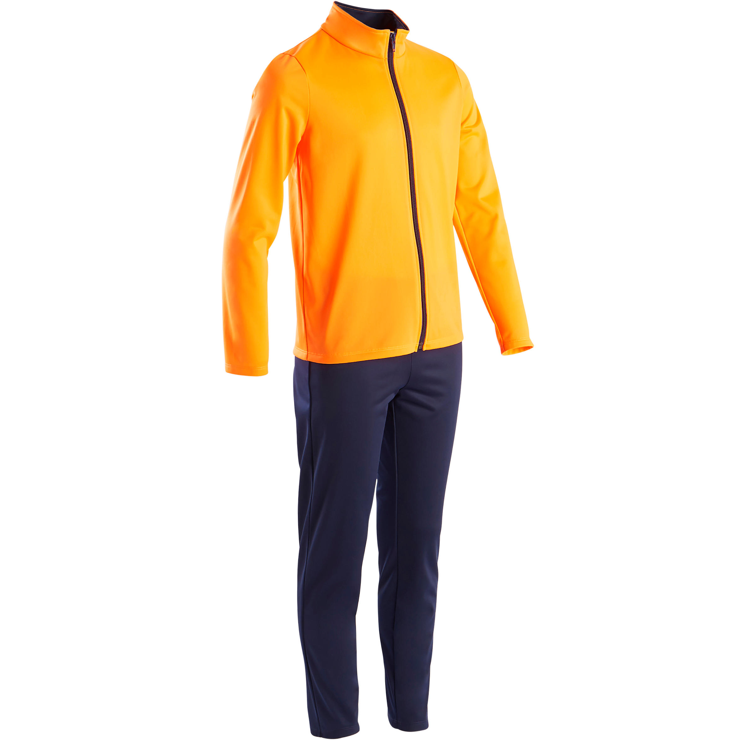 DOMYOS Girls' Warm Breathable Synthetic Gym Tracksuit Gym'y S500 - Orange