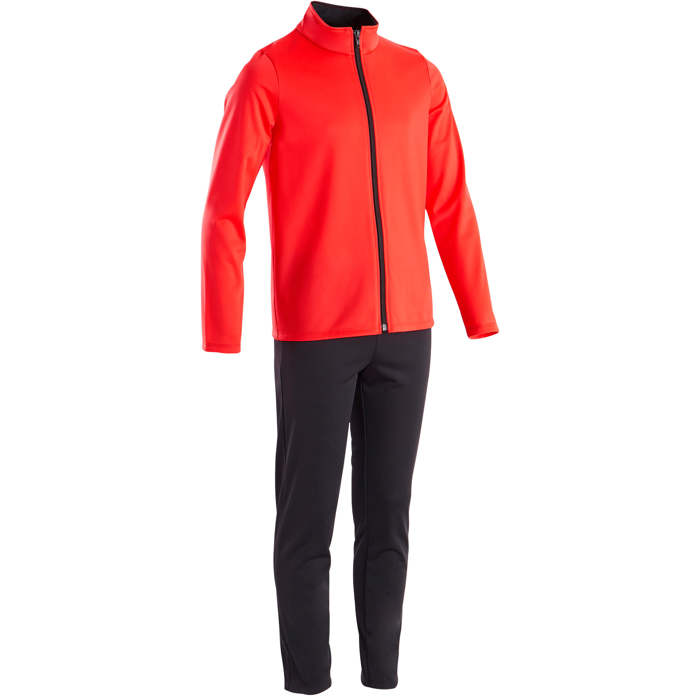 DOMYOS Girls' Warm Breathable Synthetic Gym Tracksuit Gym'y S500 - Red