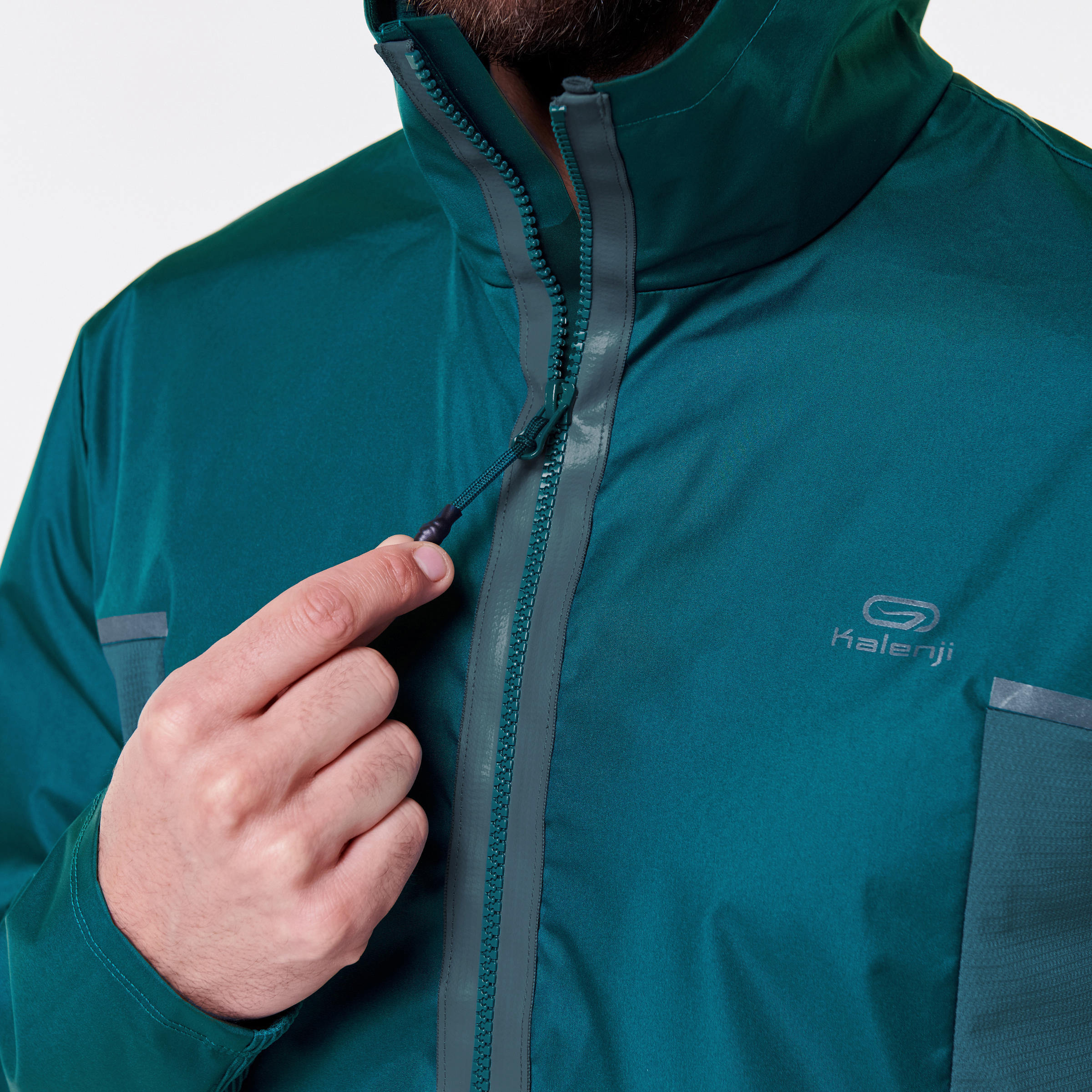 running in a rain jacket
