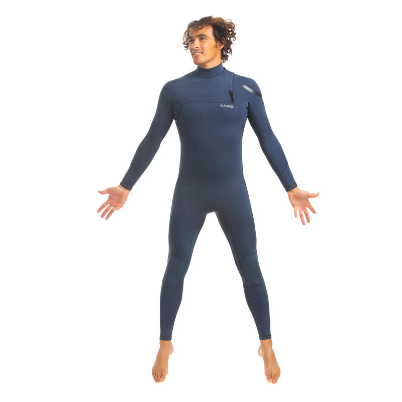 900 Men's 3/2 mm Neoprene Surfing Wetsuit No Zip Blue Decathlon