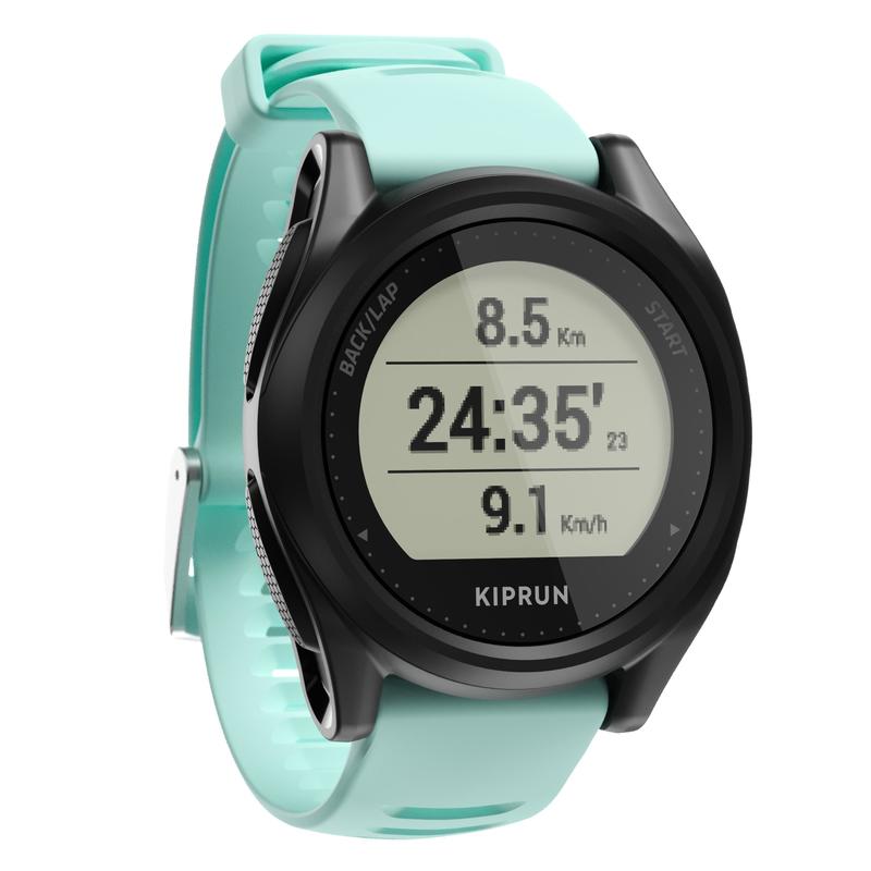 RUNNING GPS WATCH KIPRUN 500 BLACK/AQUA Decathlon