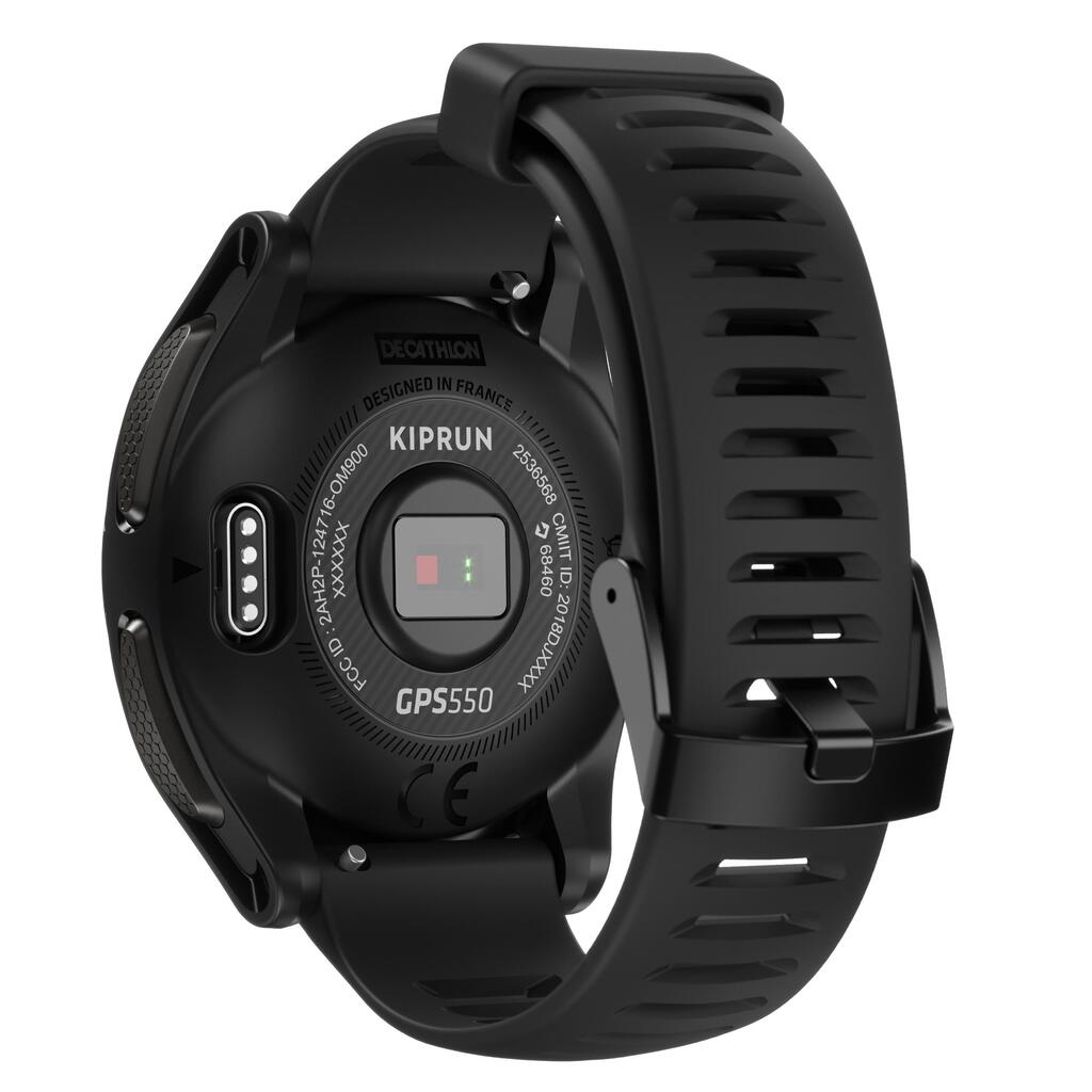 RUNNING WRIST HEART-RATE MONITOR WATCH KIPRUN GPS 550 - BLACK