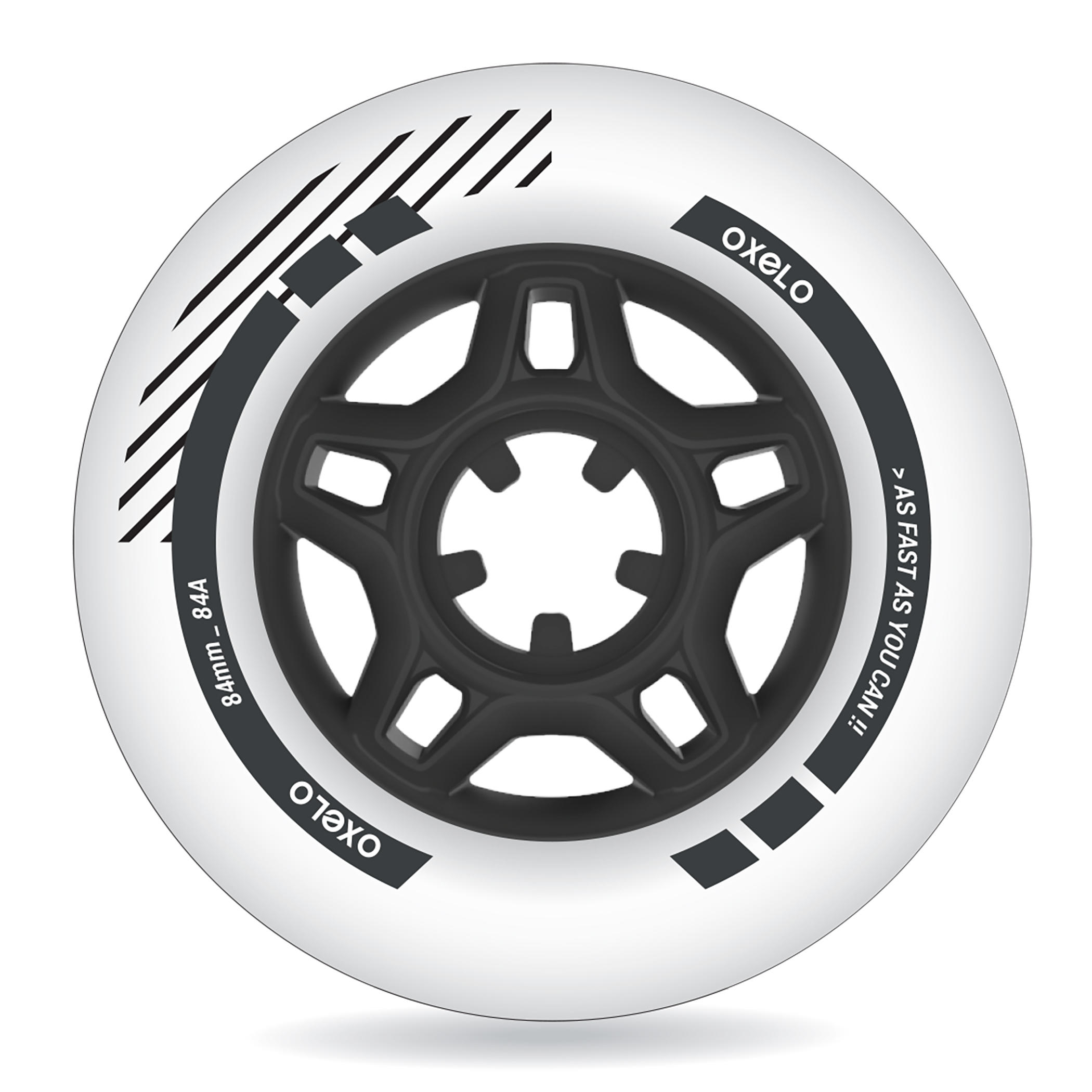 84 mm 84A Fitness Inline Skating Wheels 4-Pack - White 3/3