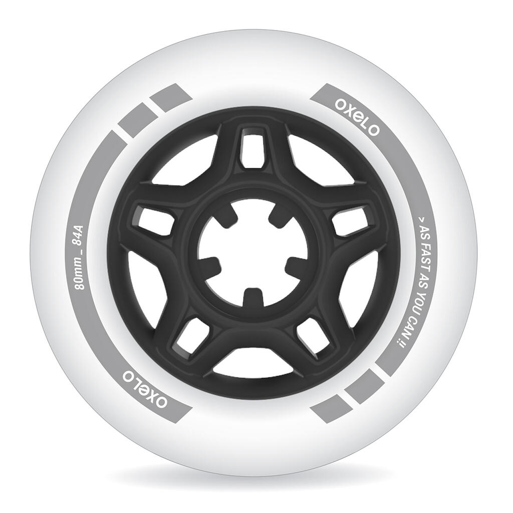80 mm 80A Fitness Inline Skating Wheels 4-Pack - White