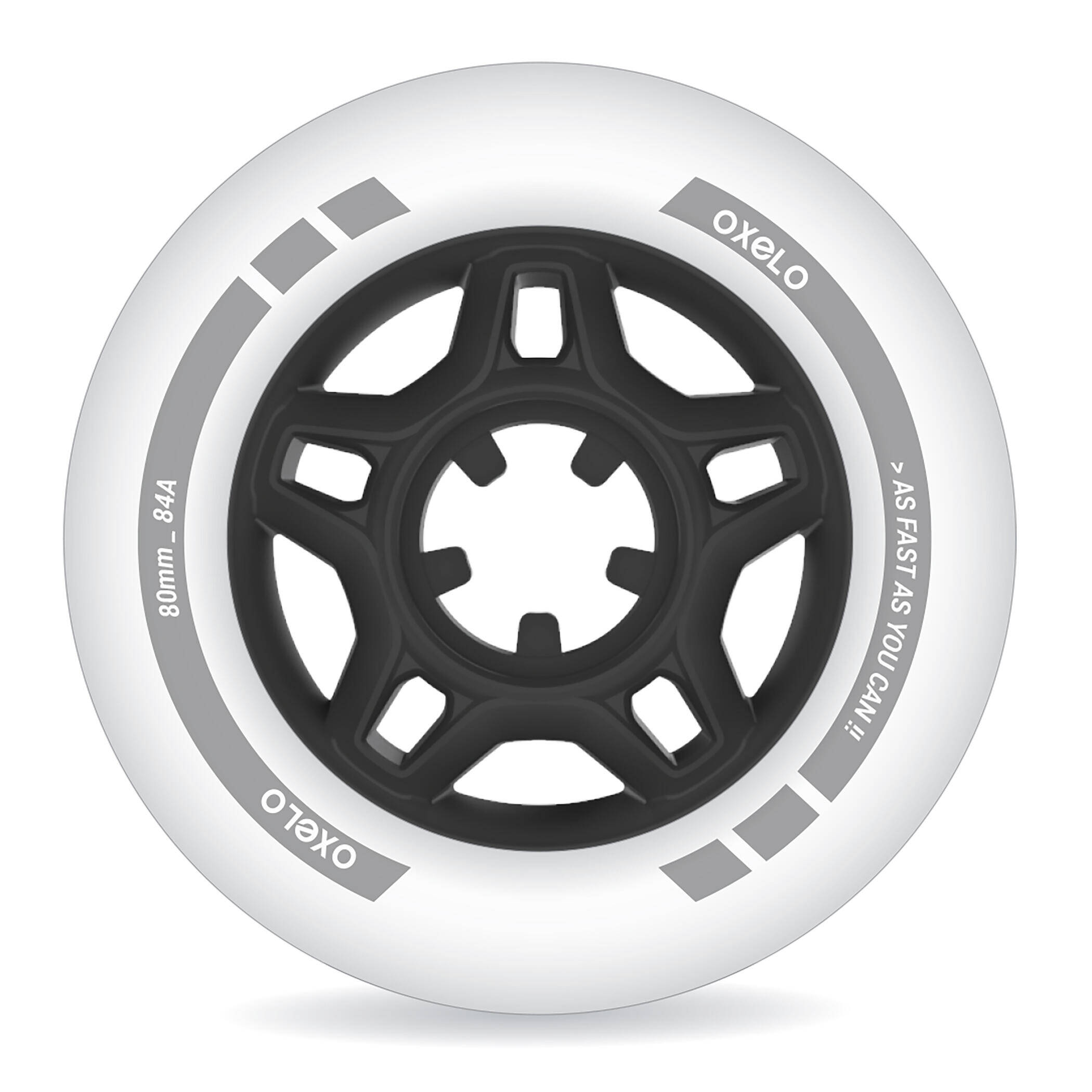 80mm 84A Inline Skating Wheels 4-Pack - White -  3