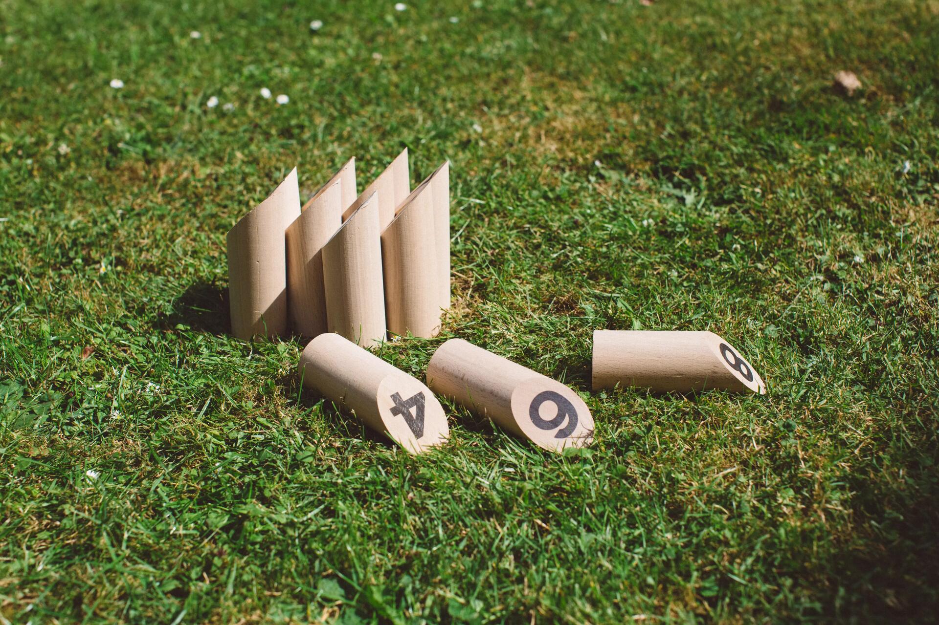 The skittle and two fallen pins