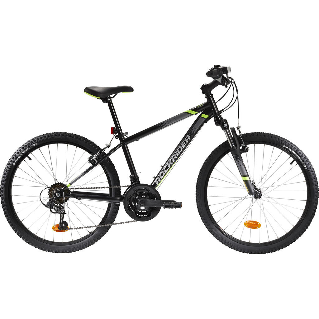 Horský bicykel ST 500 24-palcový pre deti od 9 do 12 rokov čierny