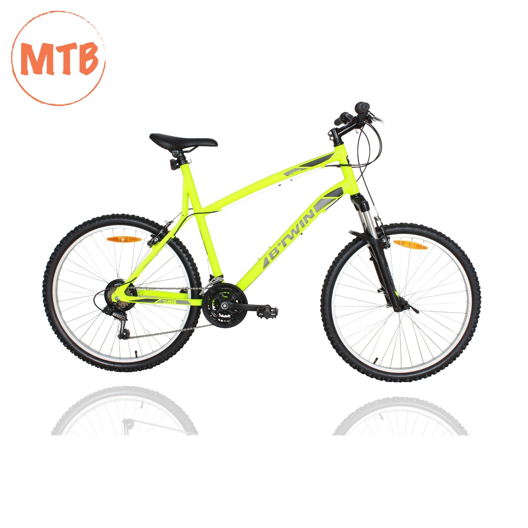 btwin rockrider 340 grey yellow mtb cycle