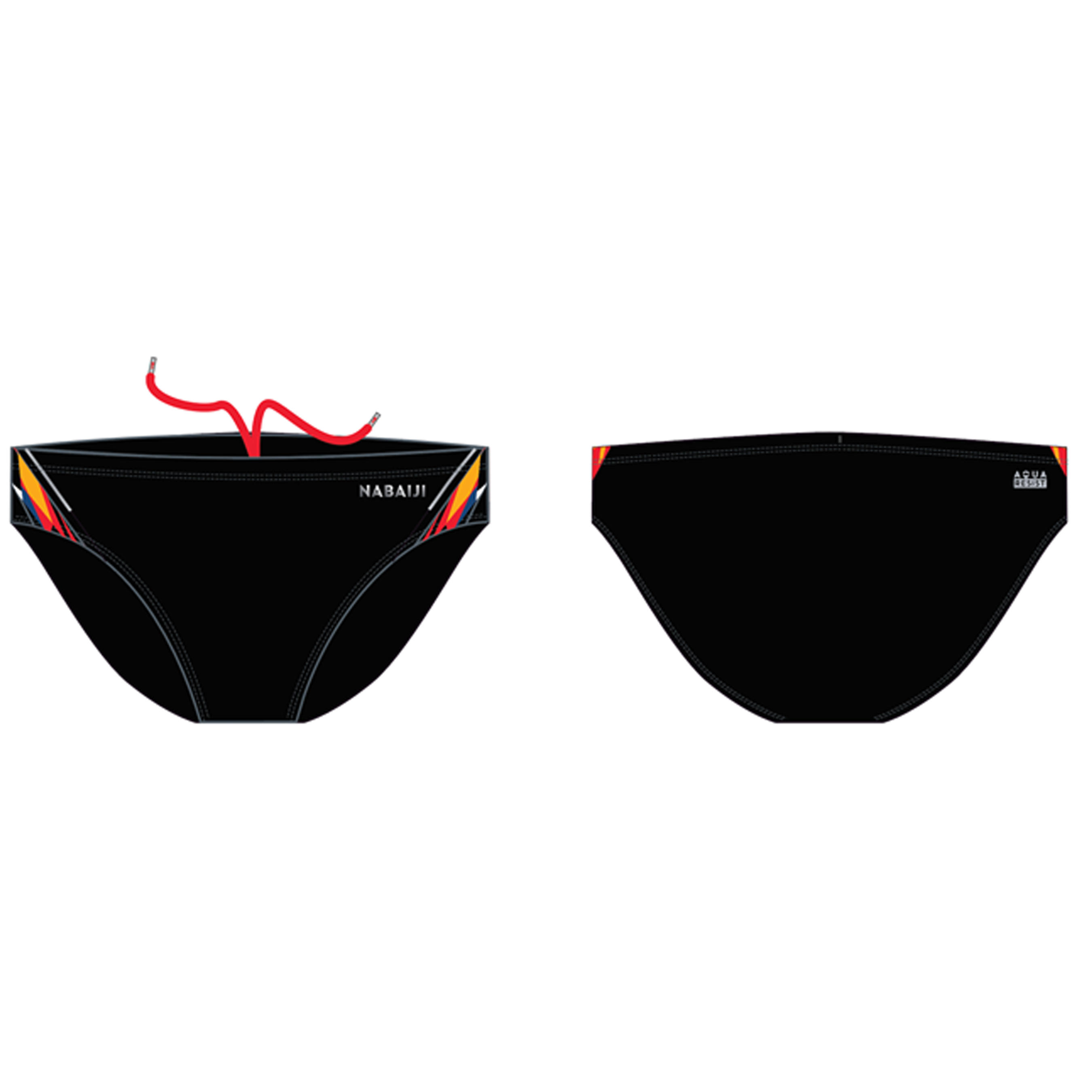 MAILLOT DE BAIN NATATION HOMME SLIP 900 YOKE NOIR KAL ROUGE 11/11