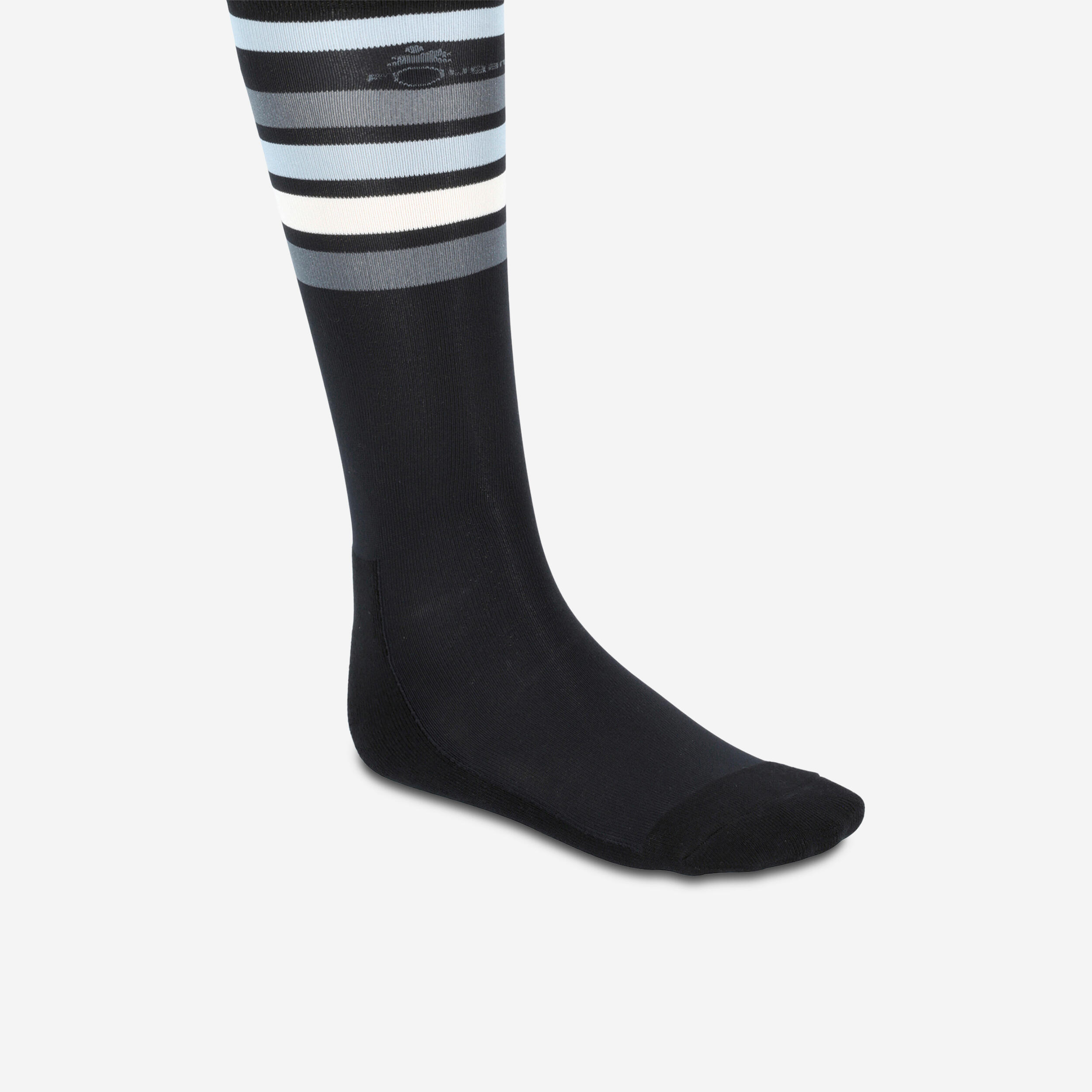 Adult Horse Riding Socks SKS100 - Black/White and Grey Stripes By FOUGANZA | Decathlon