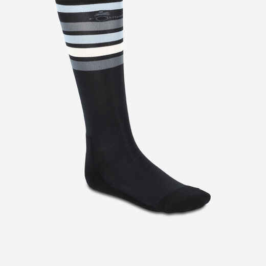 
      Adult Horse Riding Socks SKS100 - Black/White and Grey Stripes
  