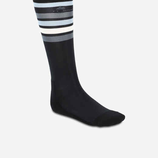 
      Čarape za jahanje SKS 100 za odrasle crno-bijele sa sivim prugama
  