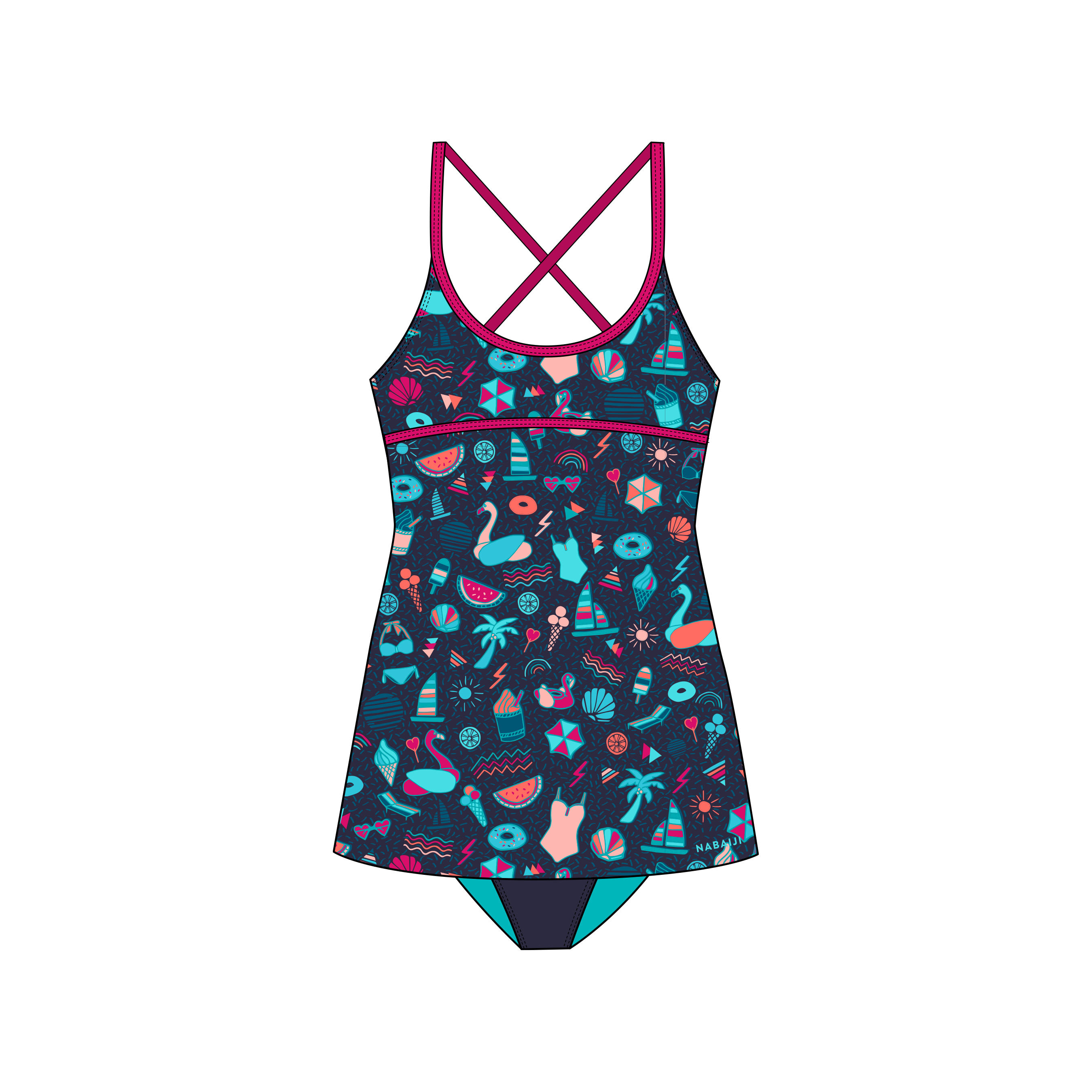 Fato de banho menina riana dress all playa marinho