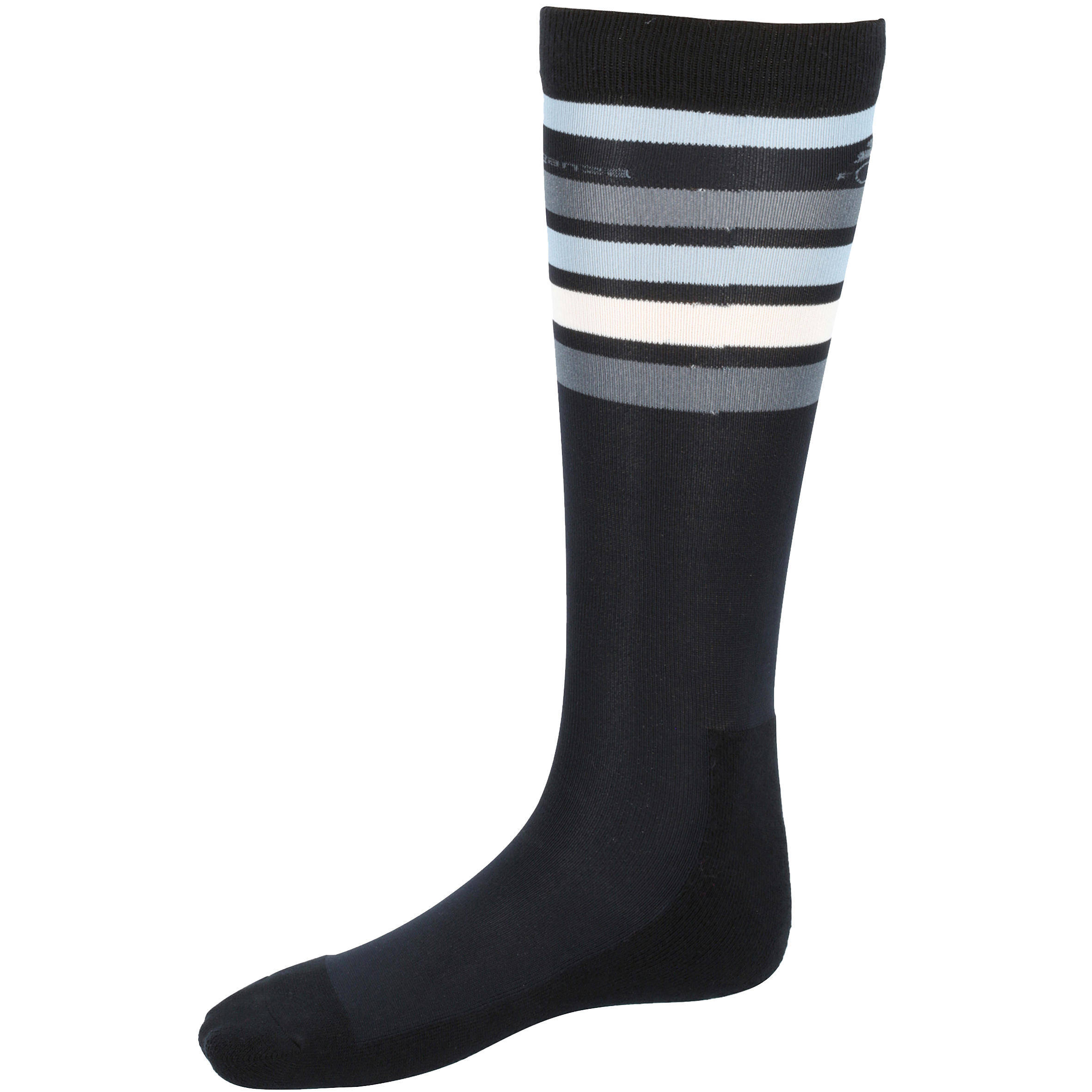 Adult Horse Riding Socks 100 - White/Grey Stripes -  1