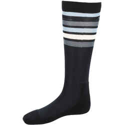 Κάλτσες ιππασίας ενηλίκων SKS100 - Μαύρο/λευκό και γκρι ρίγες