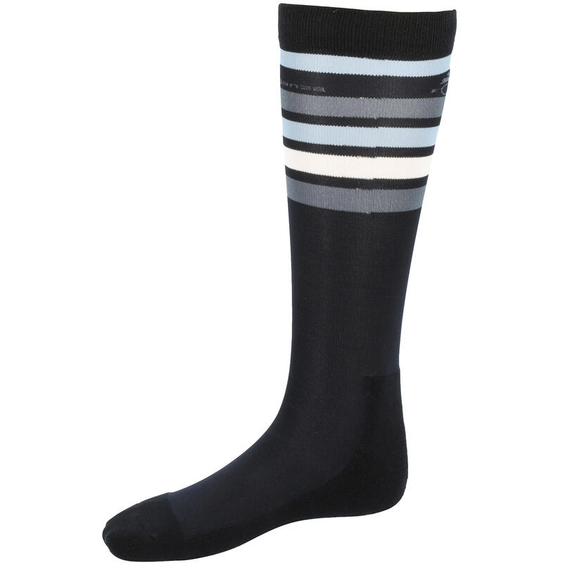 Yetişkin Binicilik Çorabı - Siyah / Beyaz / Gri Çizgili - SKS100