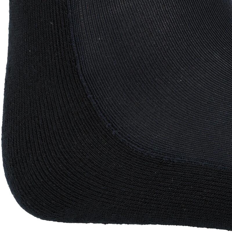 Chaussettes équitation adulte SKS100 noir rayures blanches et grises