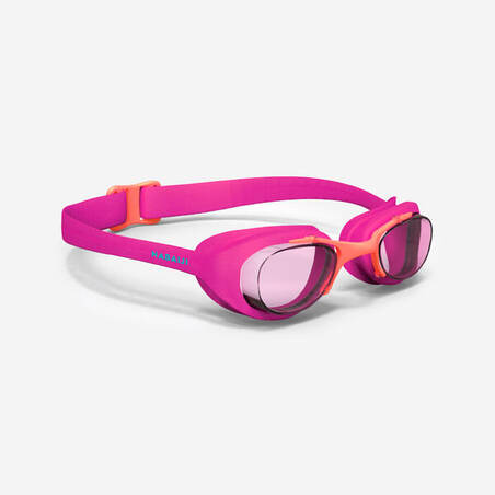 Swimming goggles XBASE - Clear lenses - Kids' size - Pink orange