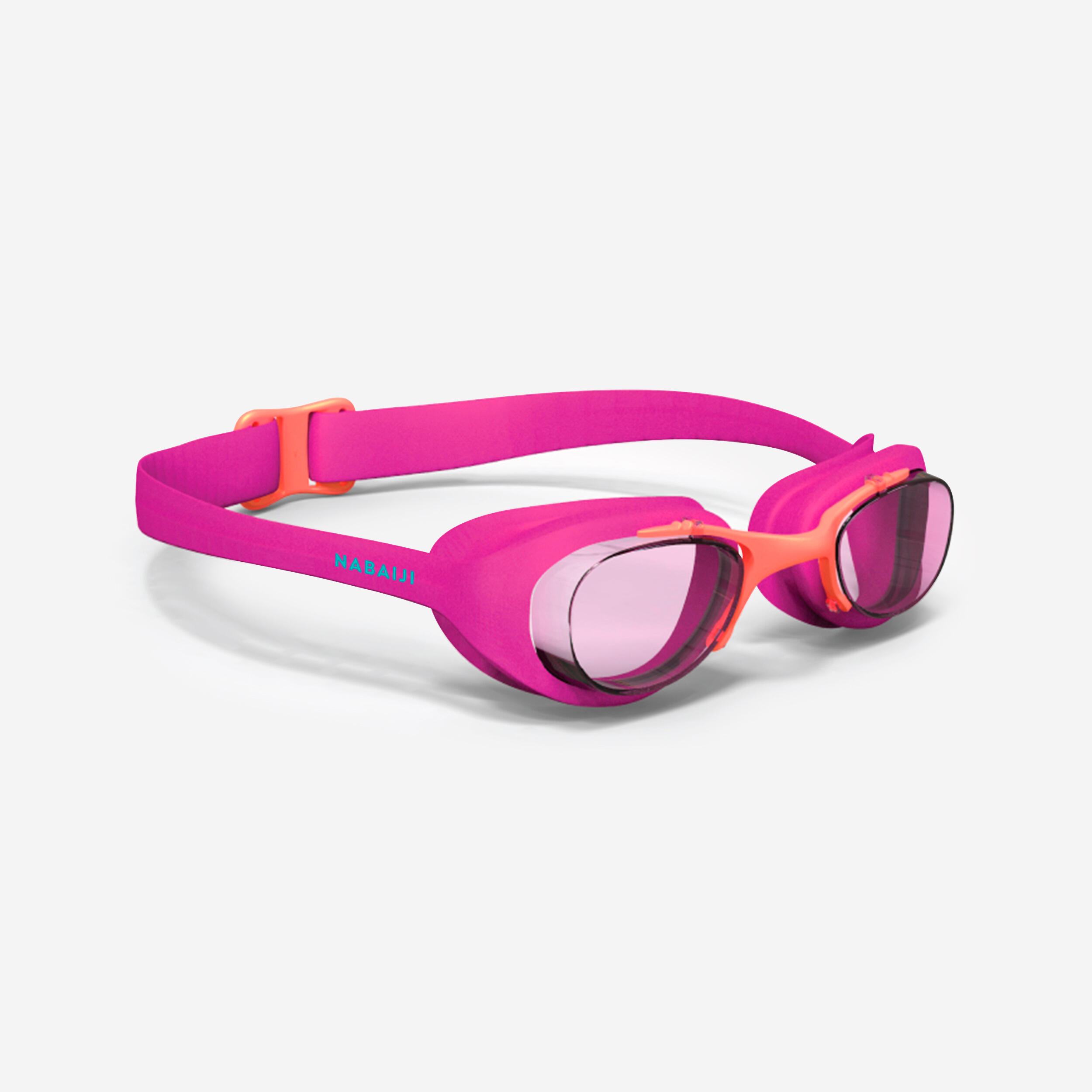 XBASE Swimming Goggles - Clear Lenses - Junior Size - Pink Orange