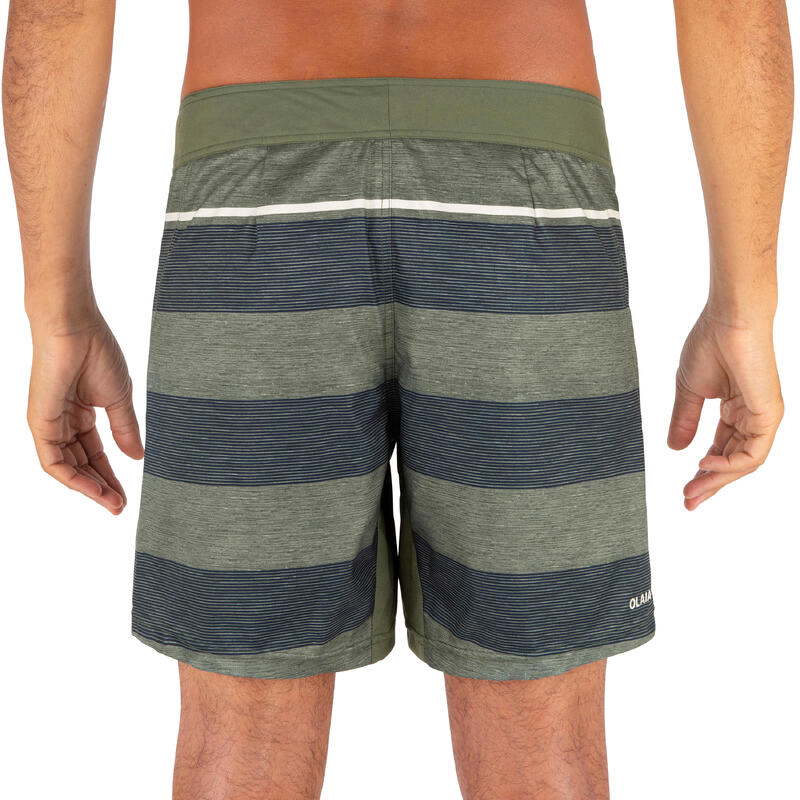 Boardshorts Surfen Herren kurz 500 Lines grün/grau