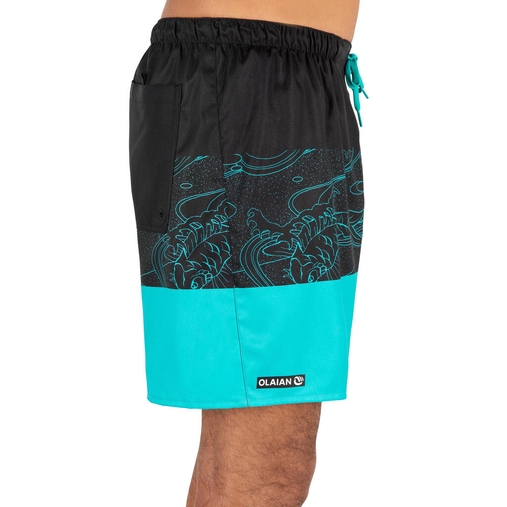 Surfing Short Boardshorts 100 - Blockoi Turquoise