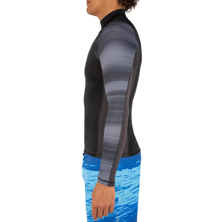 Kaos Surfing Pria Lengan Panjang Perlindungan UV 500 - Hitam