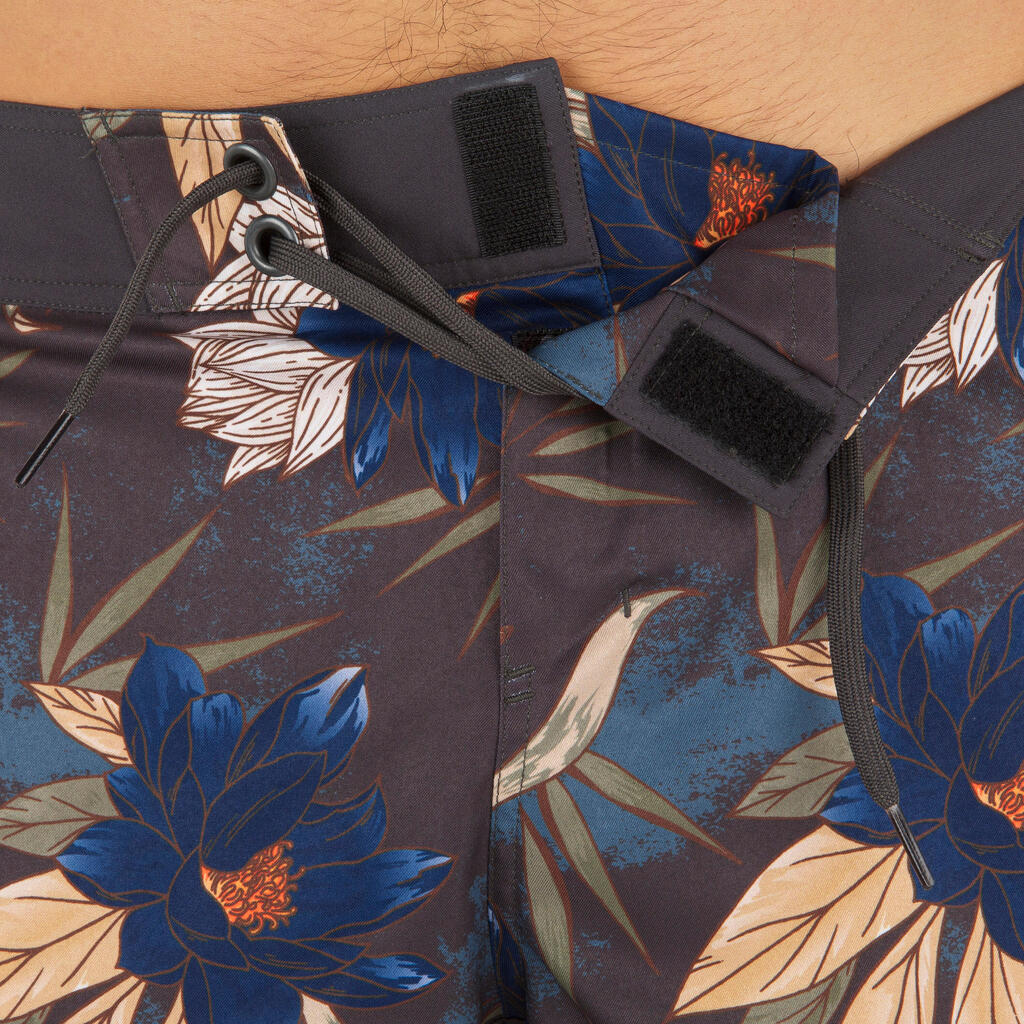 Surf boardshort standard 500 flowers kaki