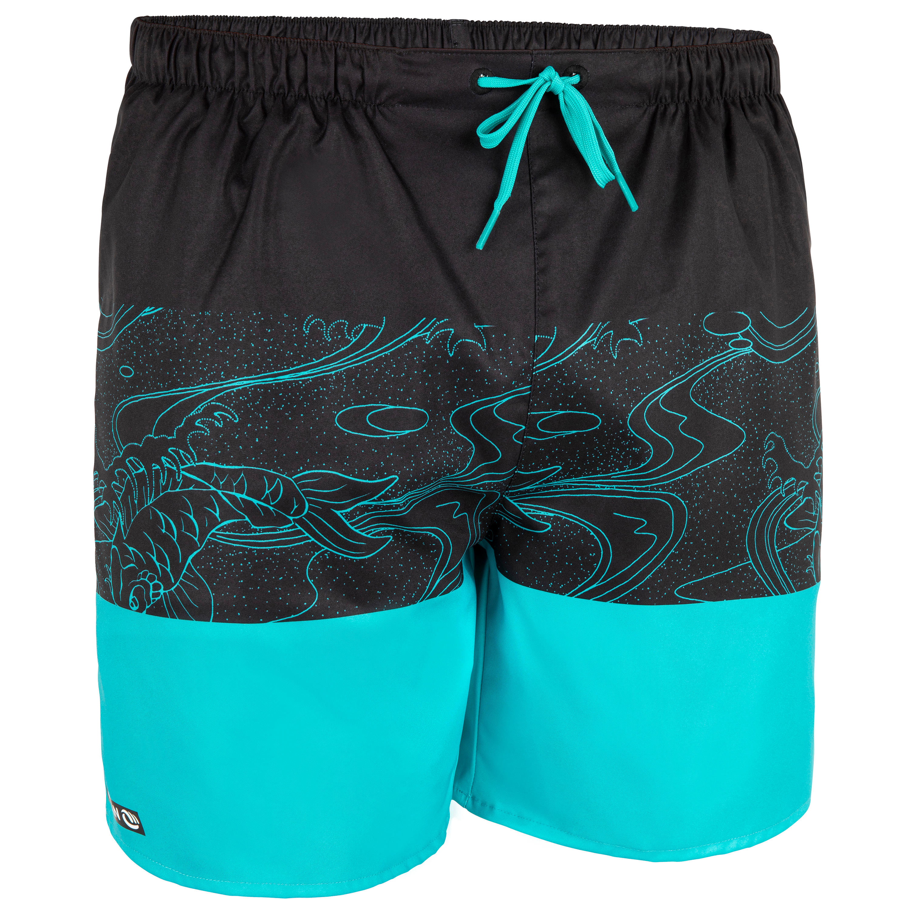 

Surfing Short Boardshorts 100 - Blockoi Turquoise -  By OLAIAN | Decathlon, Blue