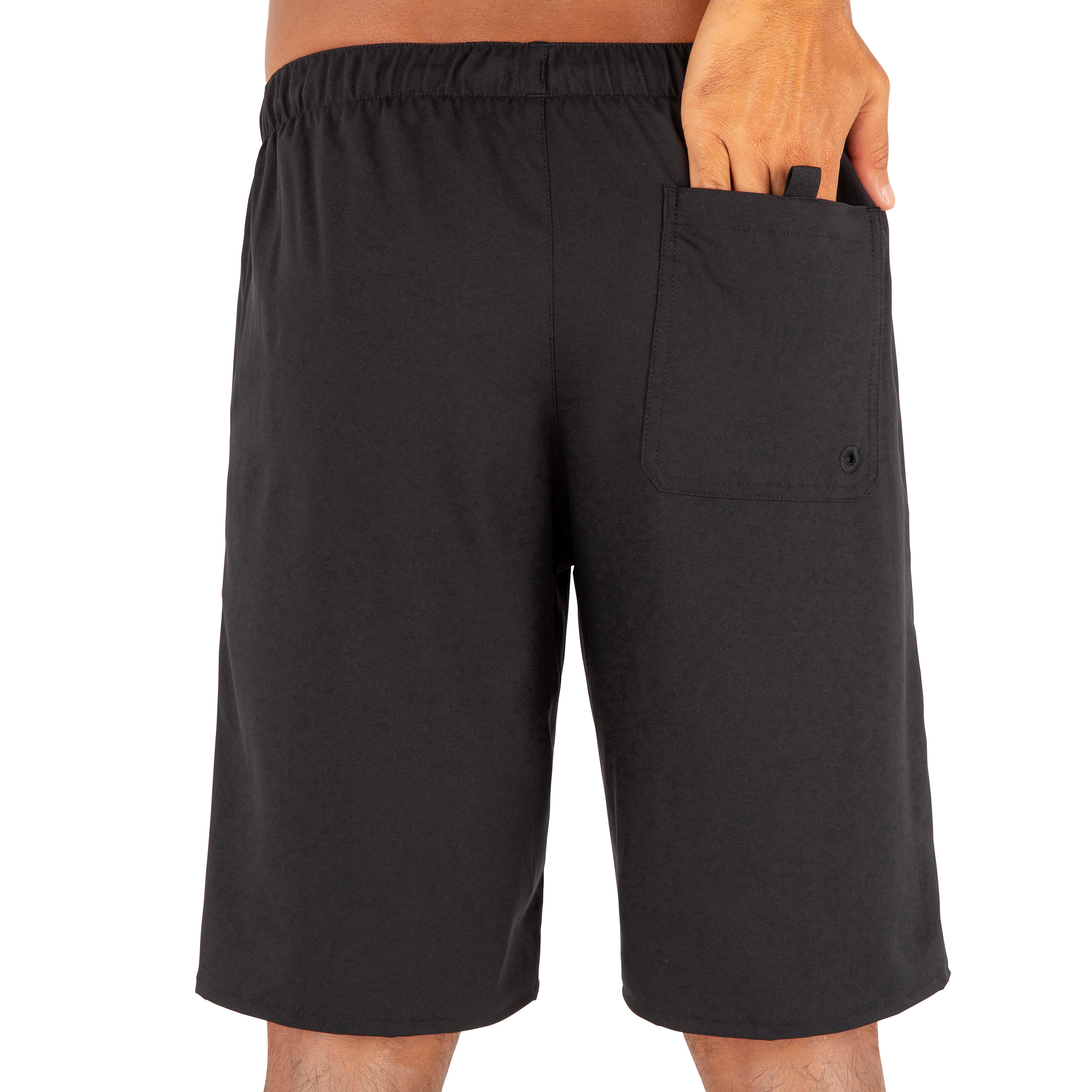 Surfing Long Boardshorts 100 - Simple Black 4/5