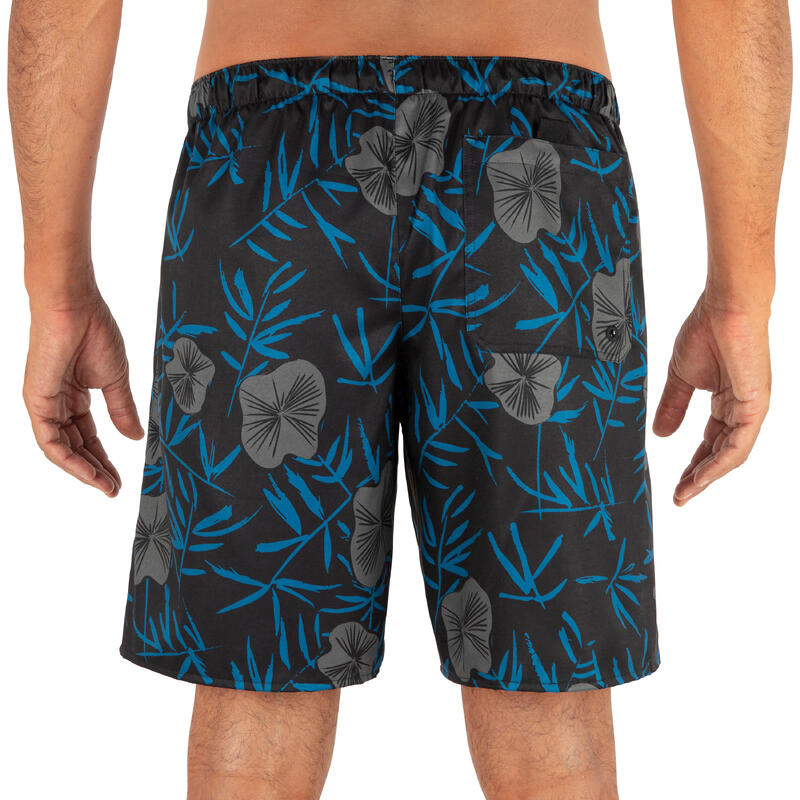 Bañador Flores Surf Hombre Olaian 100 Negro Estampado Con Cordón
