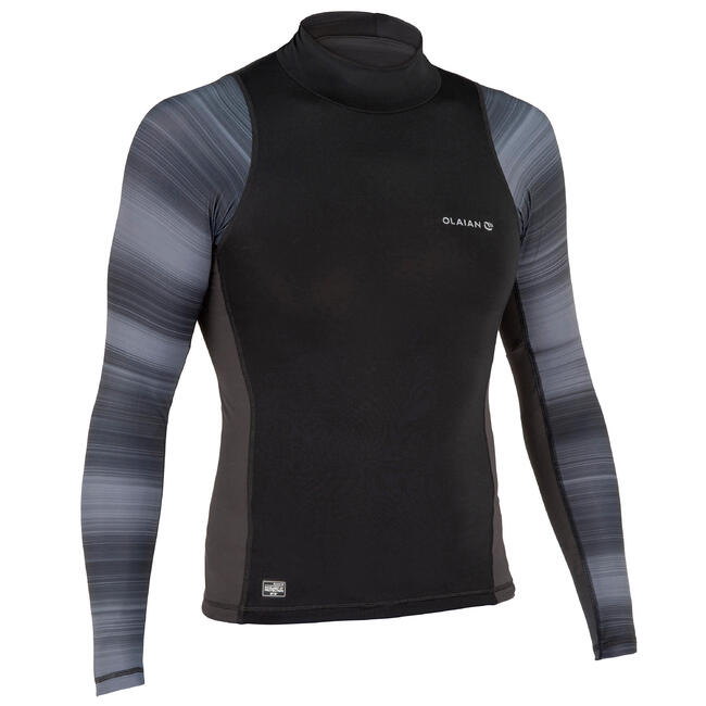 Men's Surfing Long Sleeve UV Protection Top TShirt 500 Black