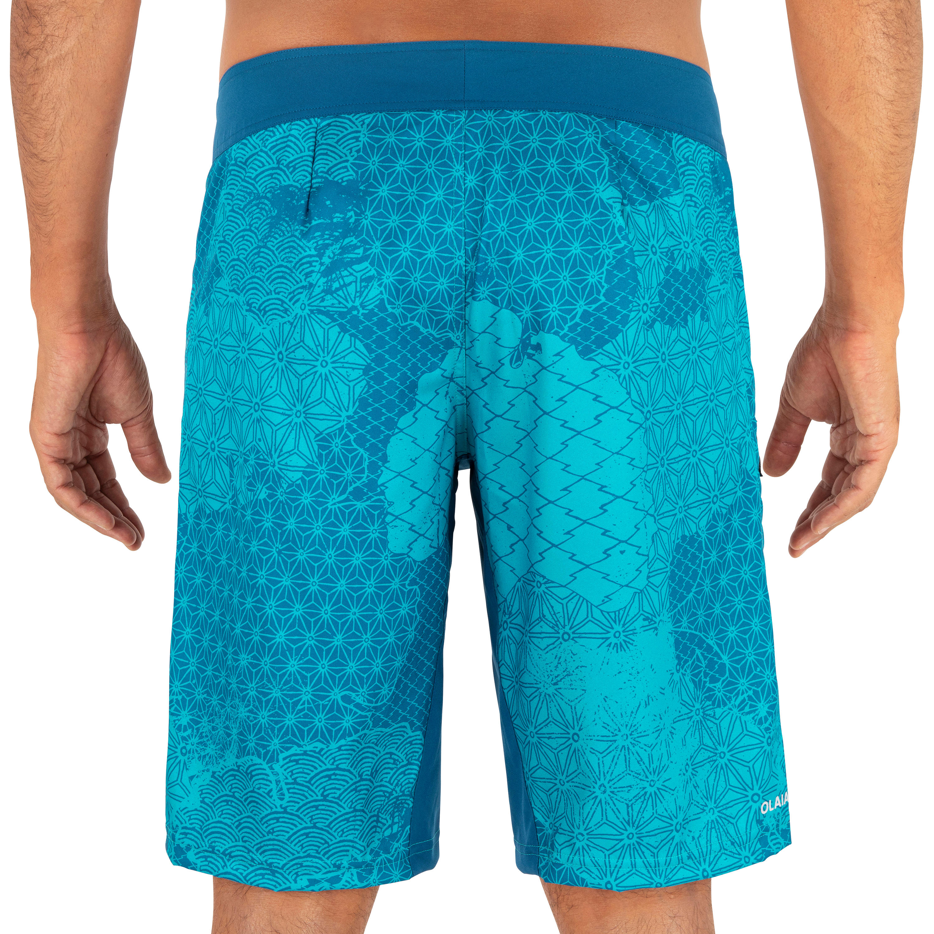Surfing Standard Boardshorts 500 - Patchwork Turquoise 4/5