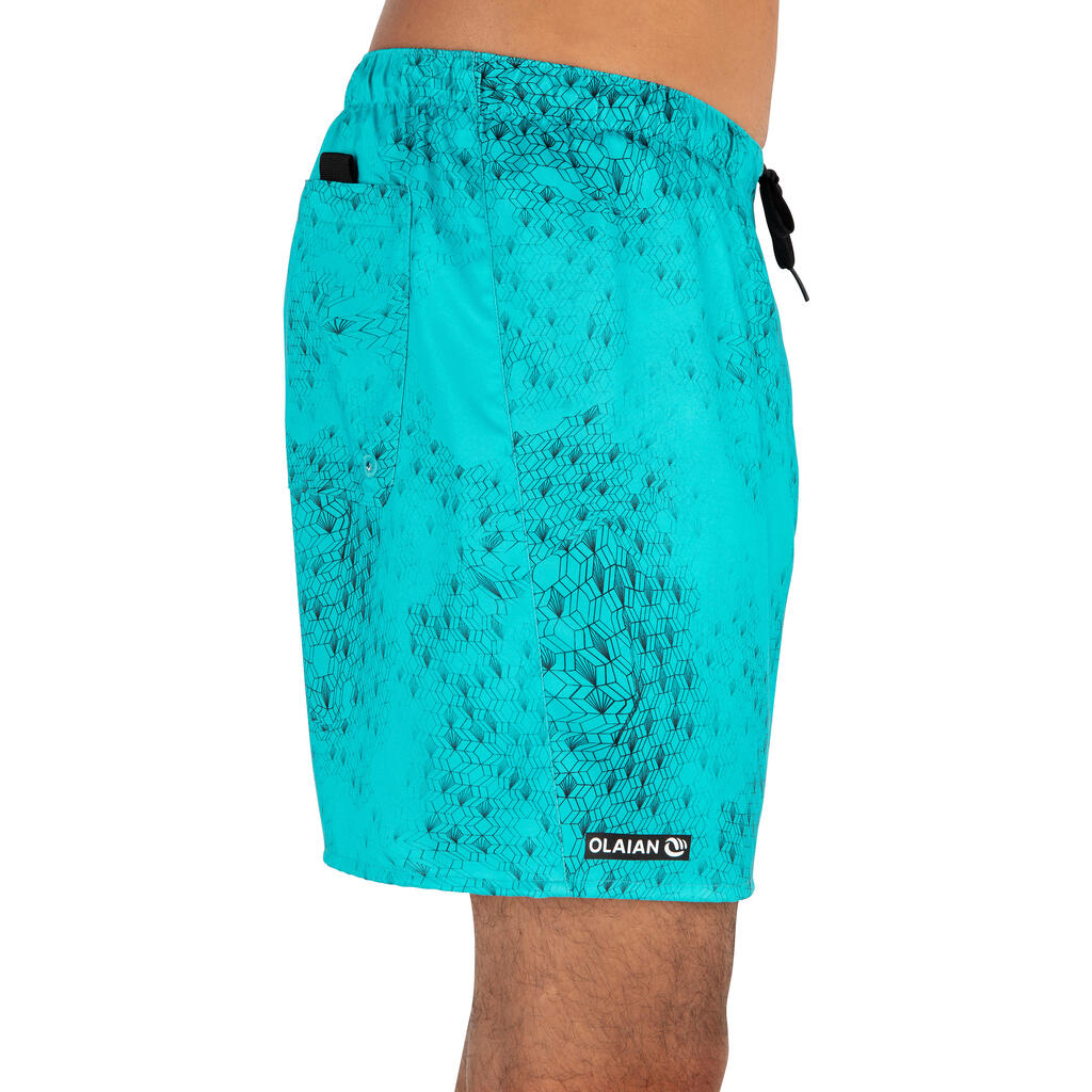 Surfing Short Boardshorts 100 - Blockoi Turquoise