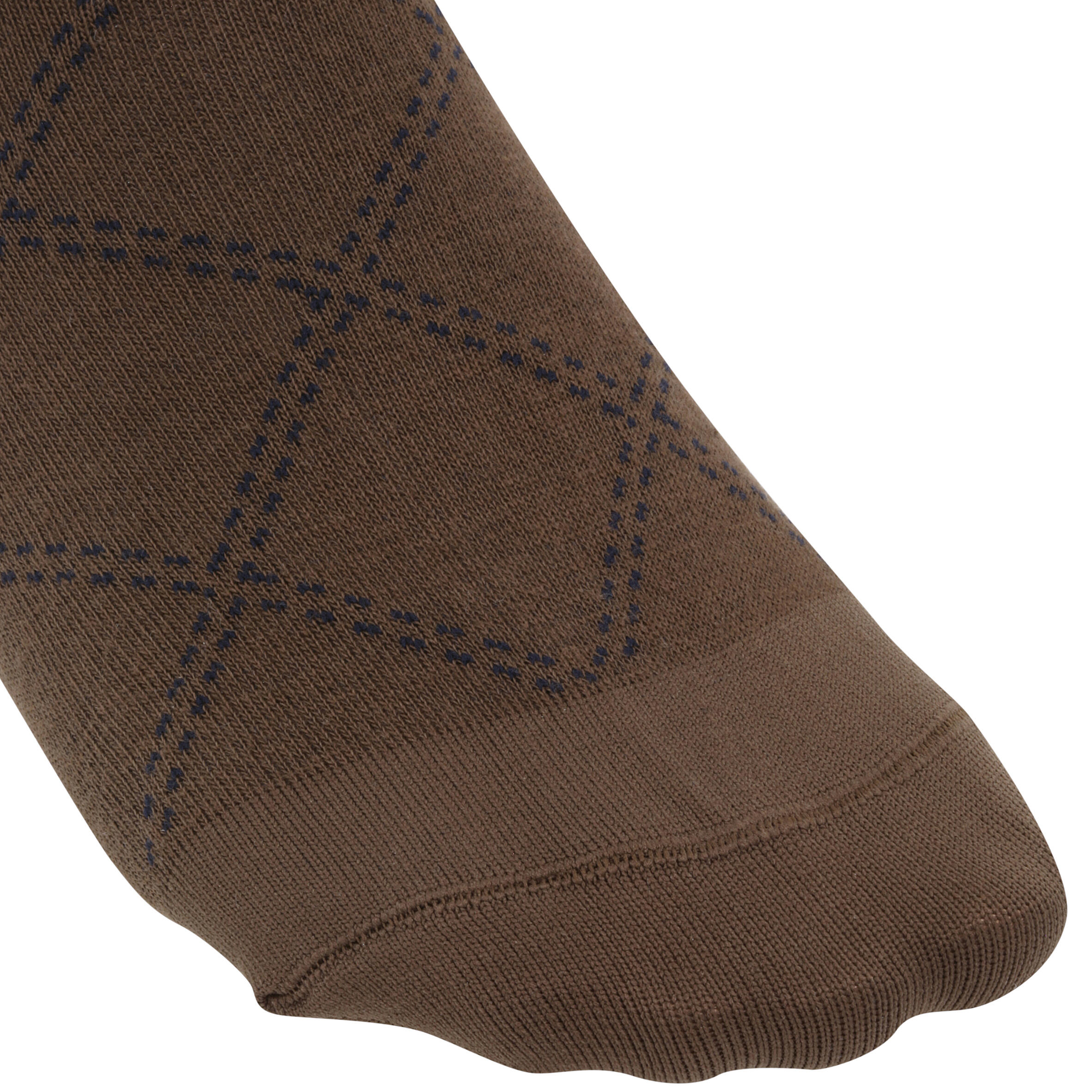 Adult Horse Riding Lightweight Socks 2-Pair Pack - Light Brown/Dark Brown 3/8