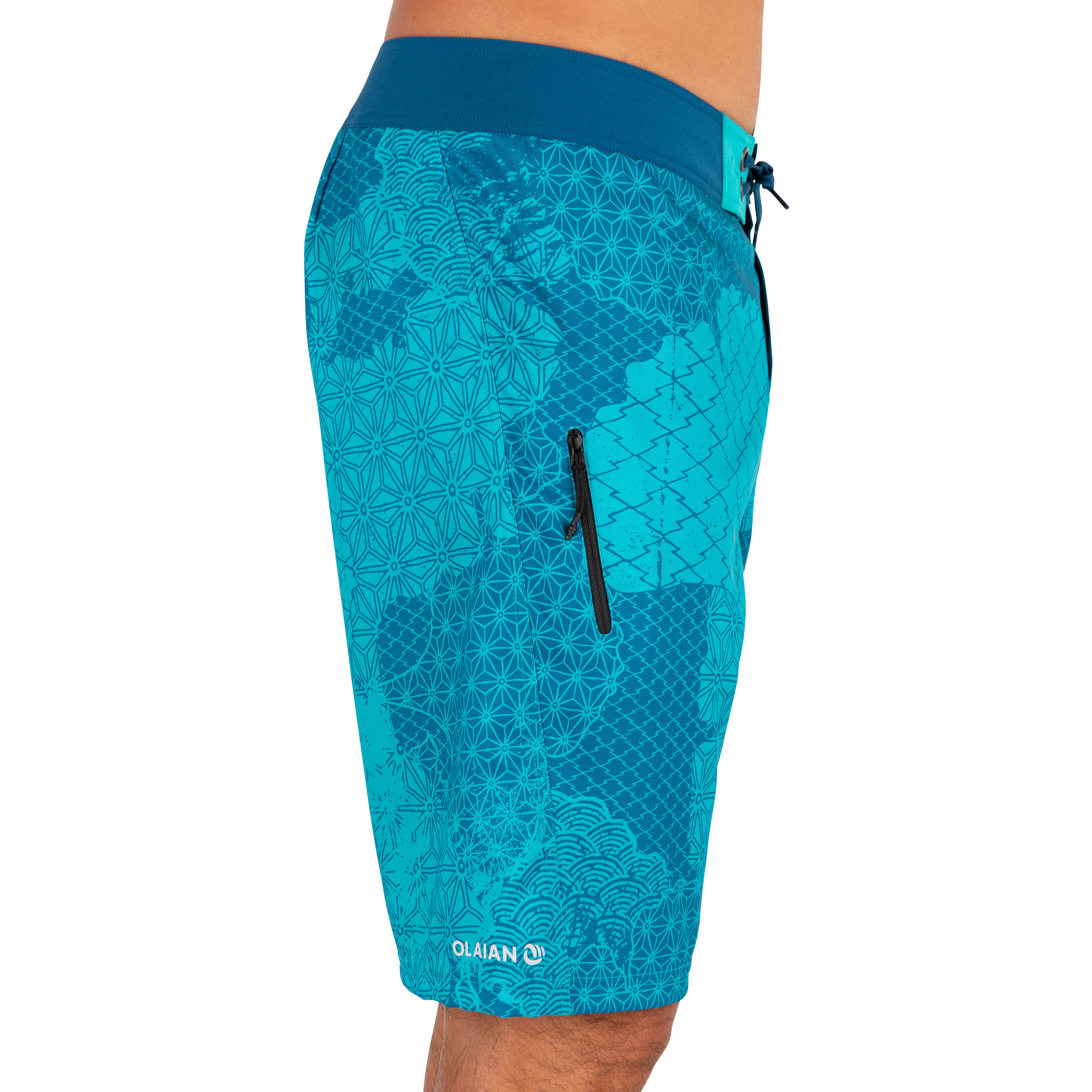 Surfing Standard Boardshorts 500 - Patchwork Turquoise 3/5