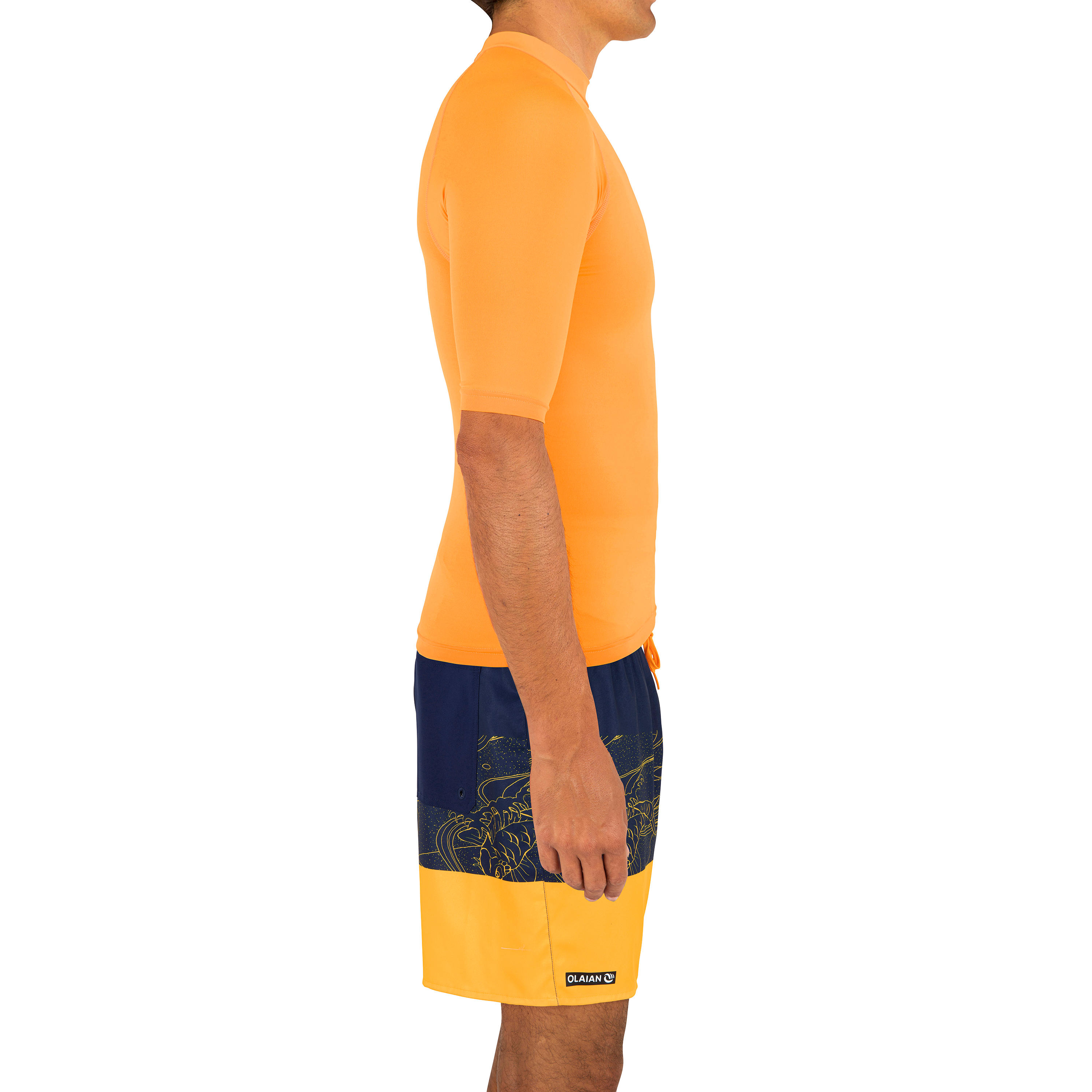 Men's Surfing Short Sleeve UV Protection Top T-Shirt 100 - Mandarin 2/5