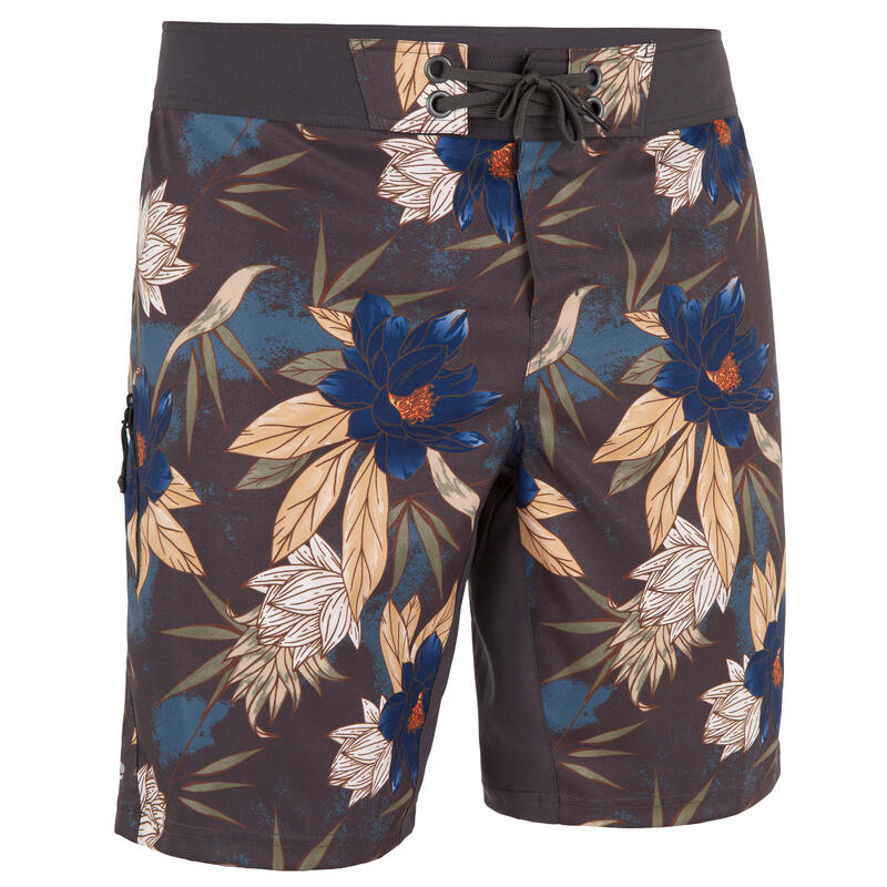 Surf boardshort standard 500 flowers kaki