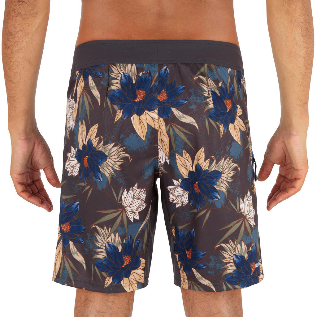 Surf boardshort standard 500 flowers kaki