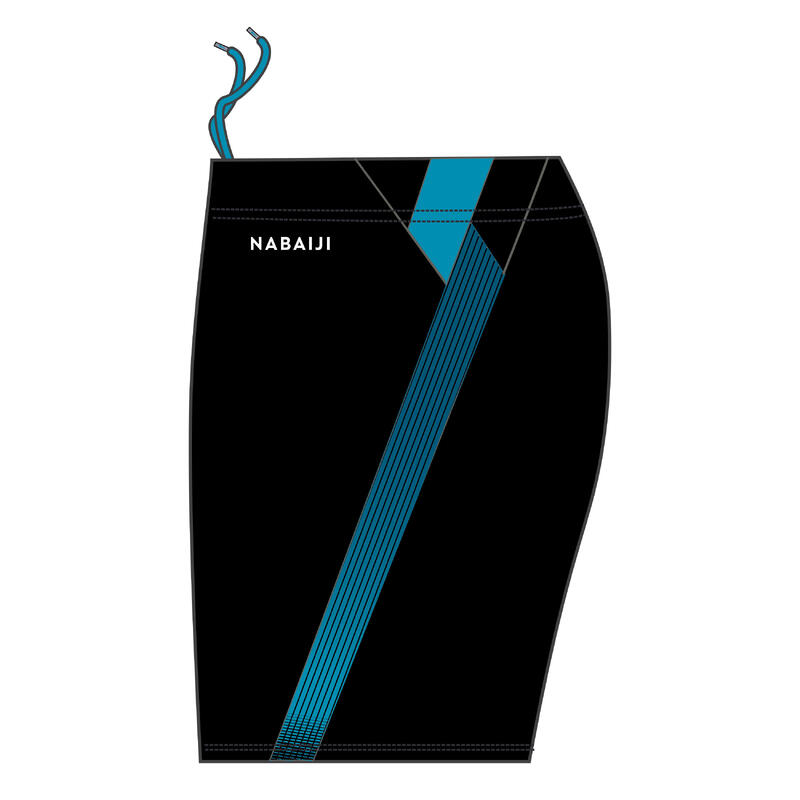 男款長版四角泳褲500－黑藍色