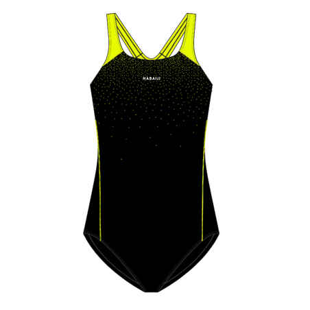 Women 1-piece swimsuit - Pearl Black yellow