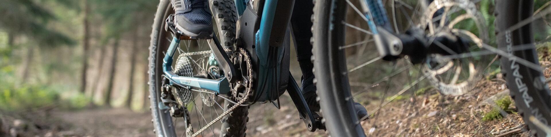 A close-up of a bike tyre for bike touring