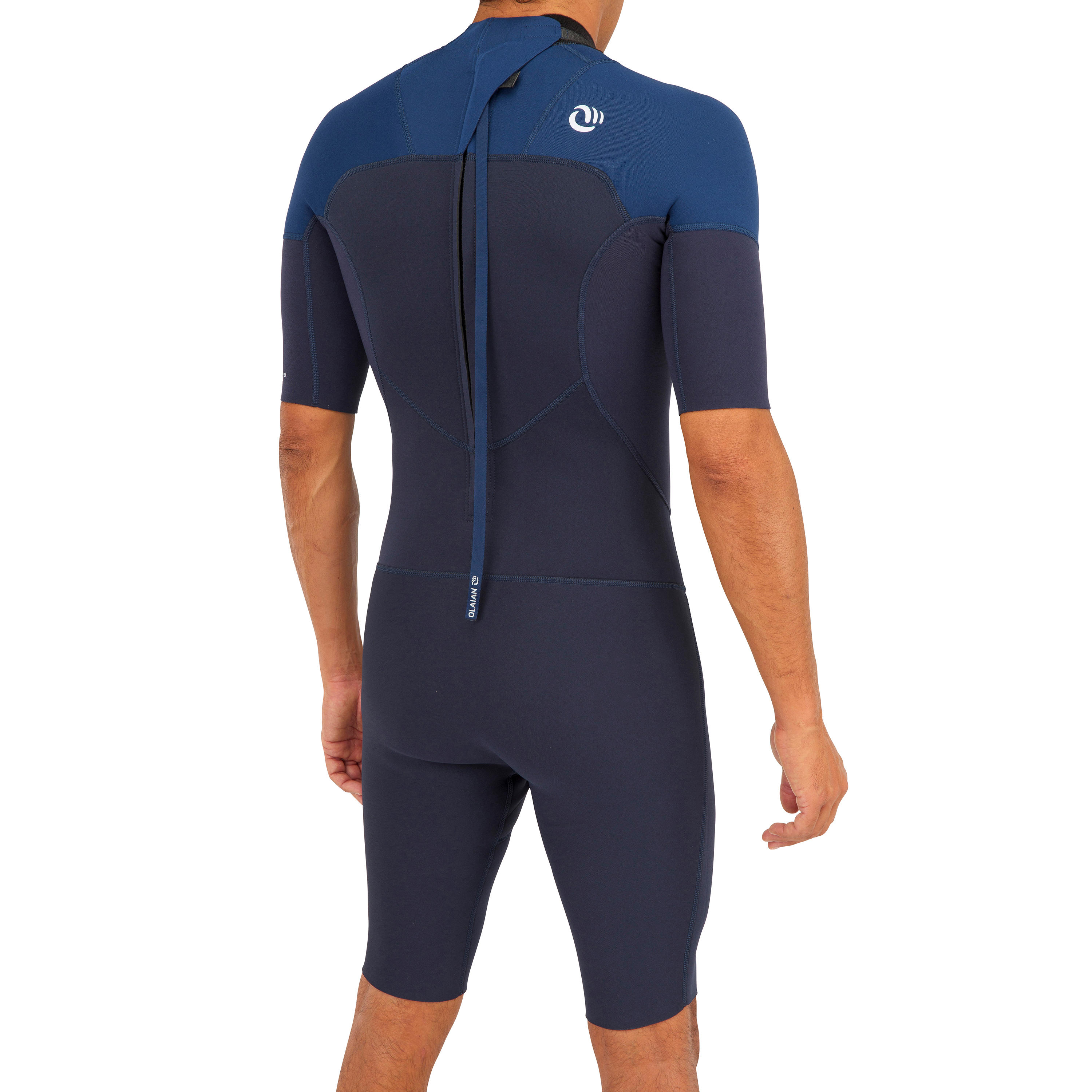 Men's Surfing Stretch Neoprene Shorty Wetsuit 500 Blue OLAIAN Decathlon