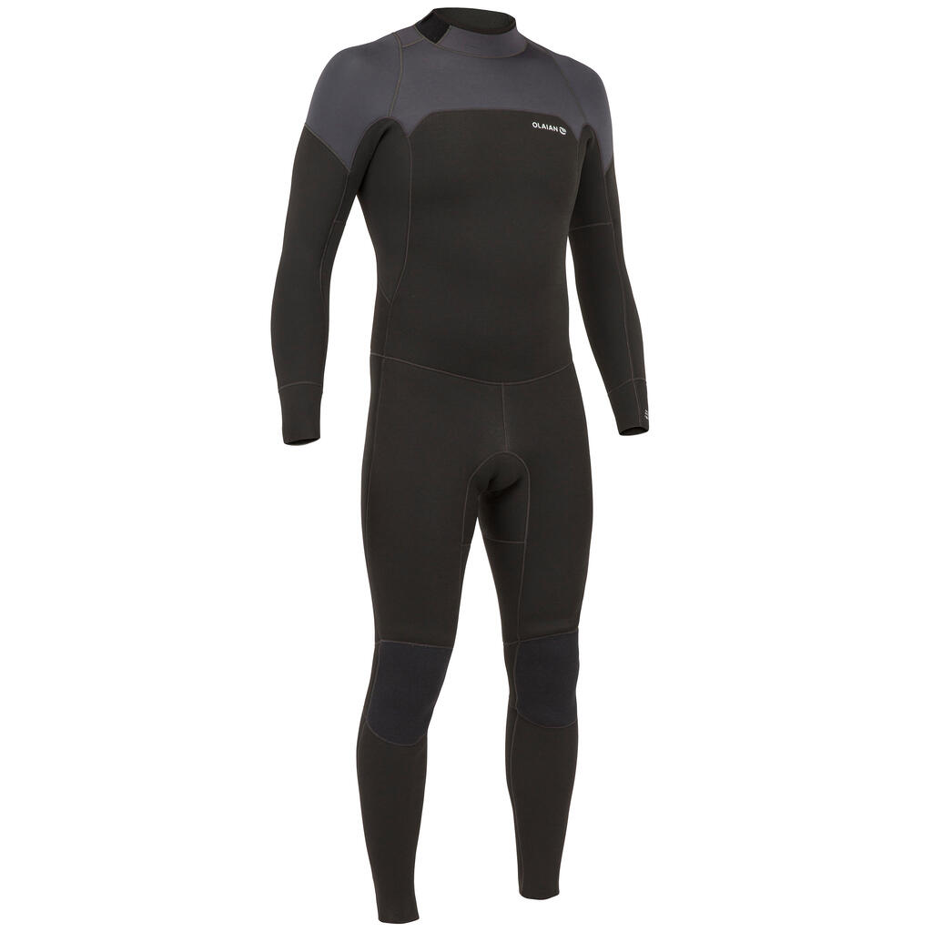Traje de neopreno de 4/3 mm de surf para hombre Olaian Surf 500 negro