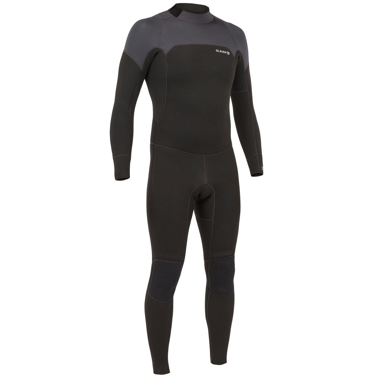 Men's Wetsuit 4/3 mm Neoprene SURF 500 Black and Grey Olaian Decathlon