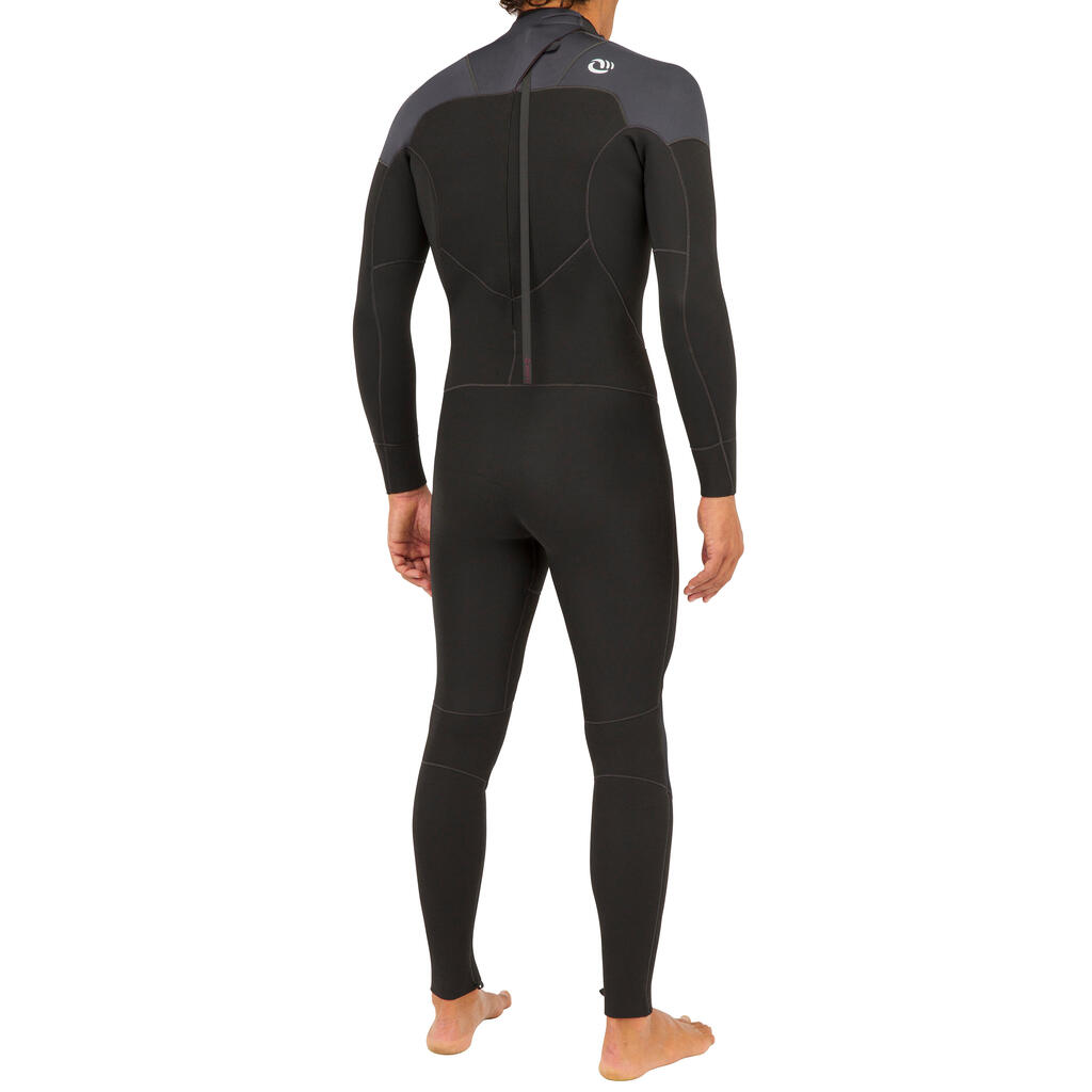 Traje de neopreno de 4/3 mm de surf para hombre Olaian Surf 500 negro