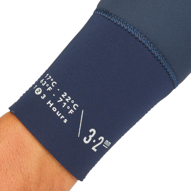 Férfi szörfoverall 500-as, 3/2 mm-es neoprén, kék, khaki