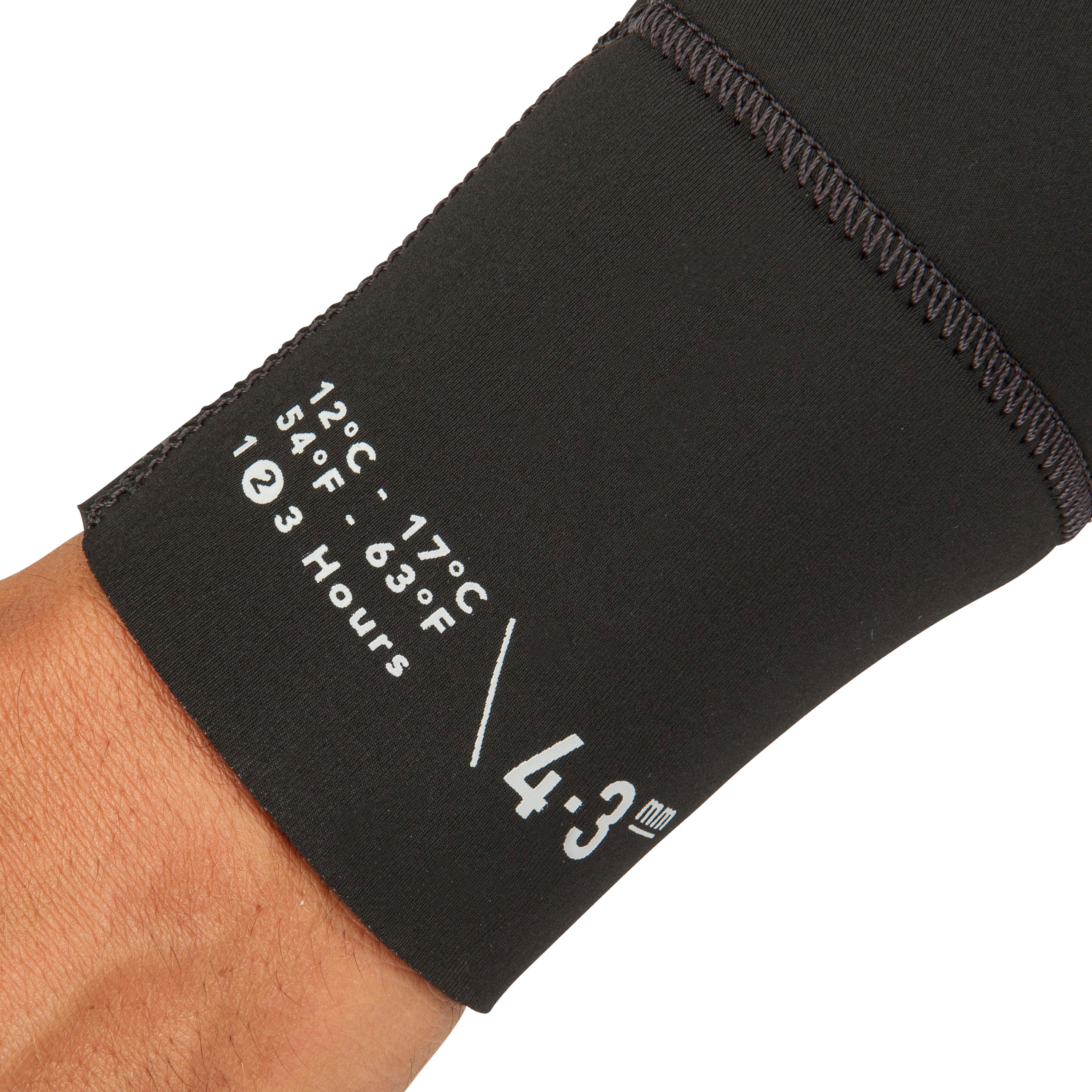 Traje de surf hombre 4/3mm negro gris 6/10