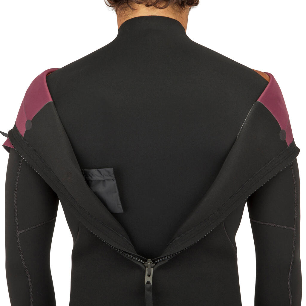 Traje de neopreno de 4/3 mm de surf para hombre Olaian Surf 500 negro
