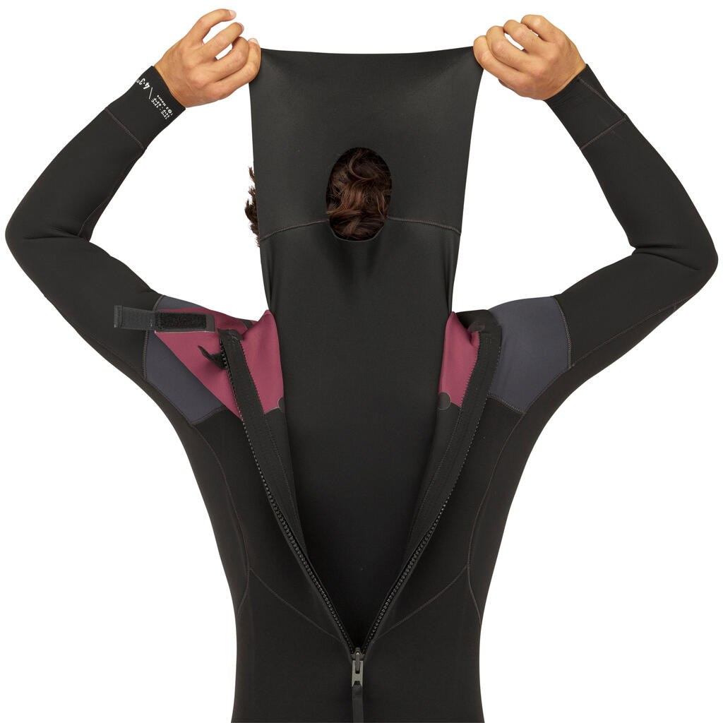 Traje de neopreno de 4/3 mm de surf para hombre Olaian Surf 500 negro